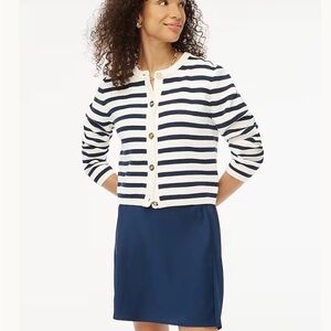 J. Crew Striped cotton lady jacket cardigan sweater size L NWT